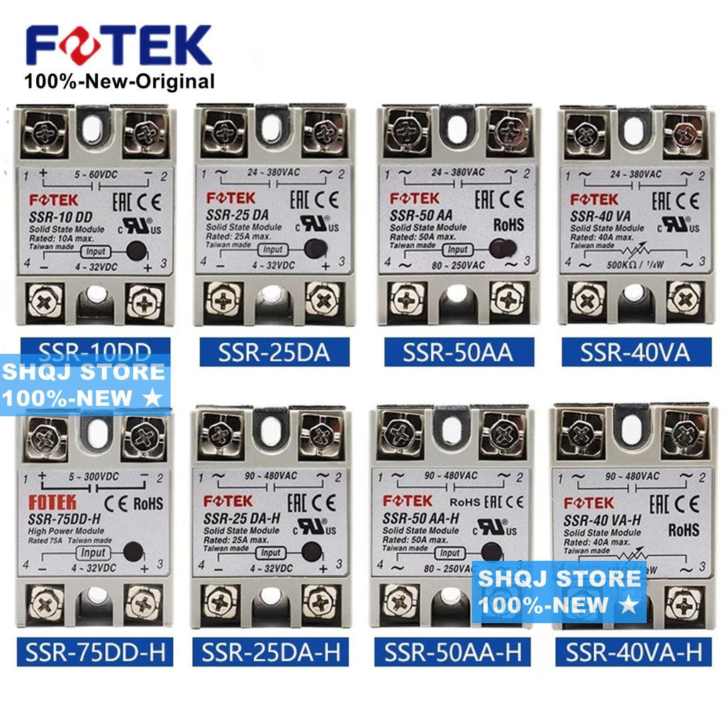 FOTEK 100%-NEW SSR-05DD SSR-10DA SSR-25AA SSR-40AA SSR-50 SSR-75 DA/DD/AA/VA/DA-H SSR Relay Original