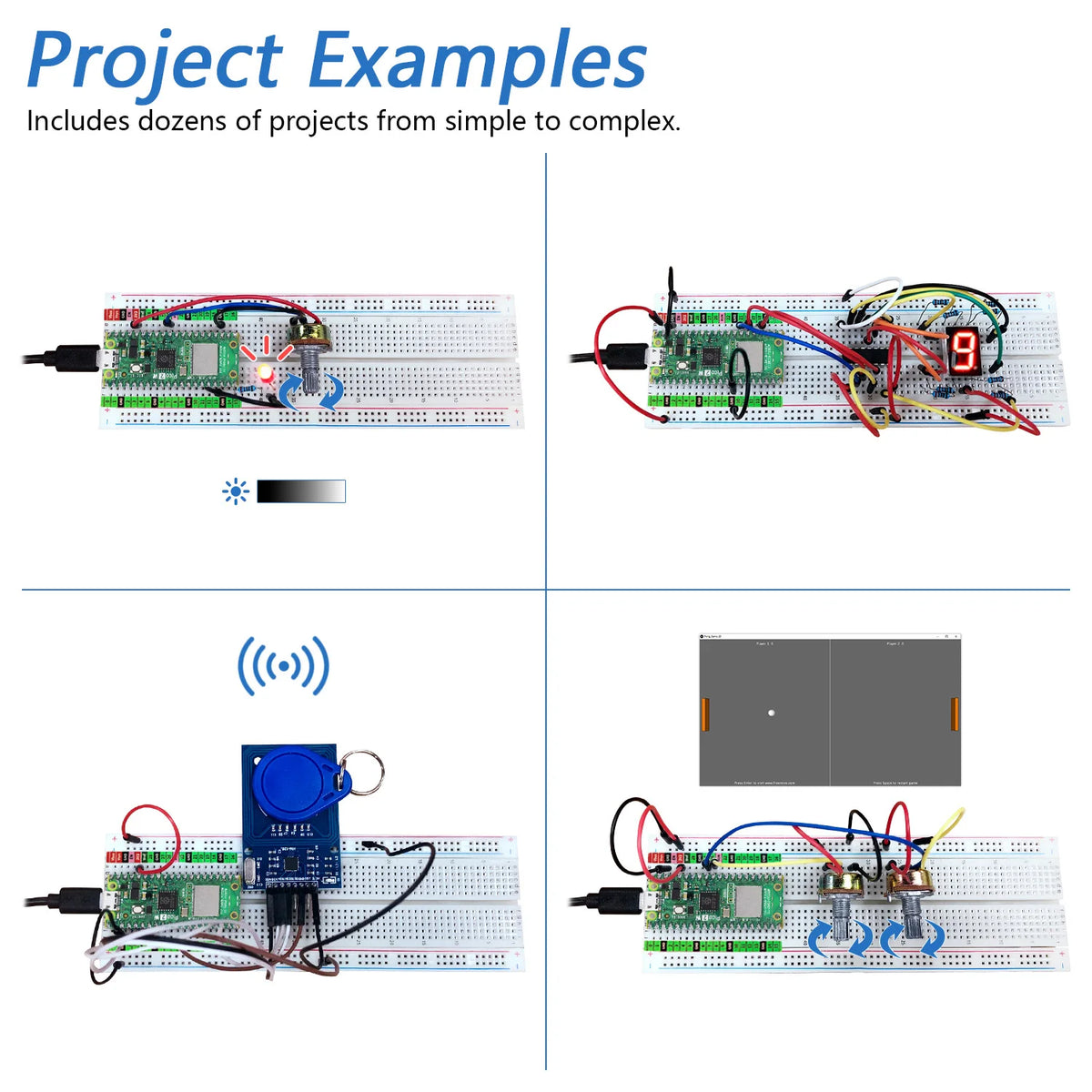 Freenove Ultimate Starter Kit for Raspberry Pi Pico 1 2 W 2W, Python C Java Code, 767-Page Tutorial, 119 Projects, 220 Items