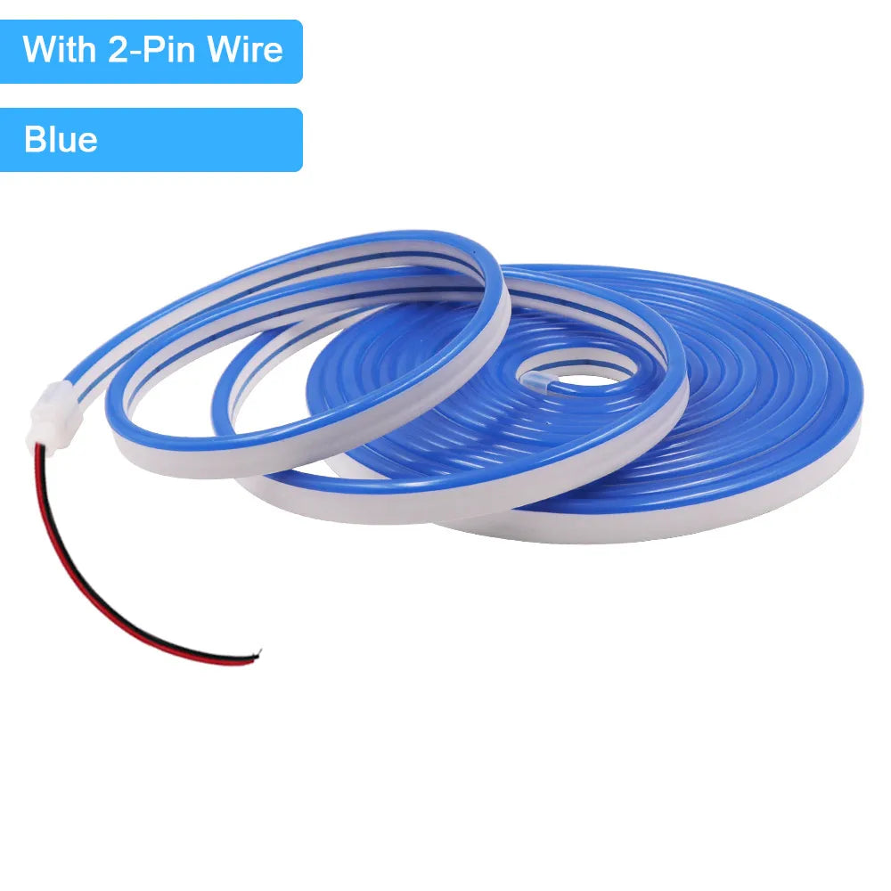 12V 24V LED Neon Light Strip Waterproof Neon Sign 6X12mm Silicone Rope Lights Flexible Lamp Decoration with DC Plug/2pin Wire