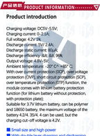 LiPo Battery Charging Protection Module, 5V 2.4A USB Type-C Boost Converter Power Supply Board