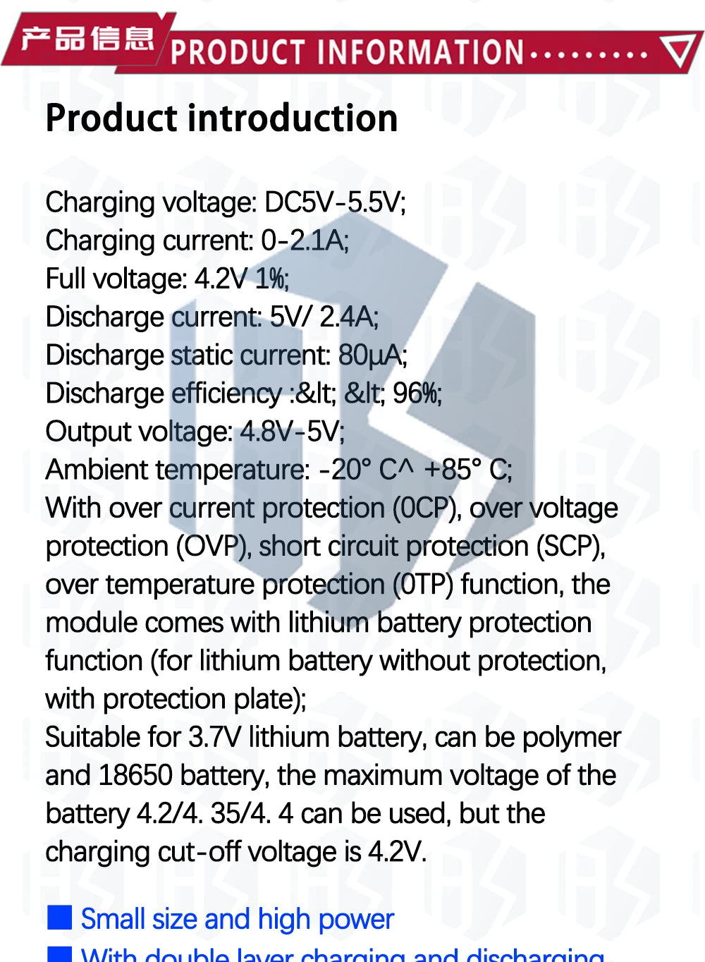 LiPo Battery Charging Protection Module, 5V 2.4A USB Type-C Boost Converter Power Supply Board