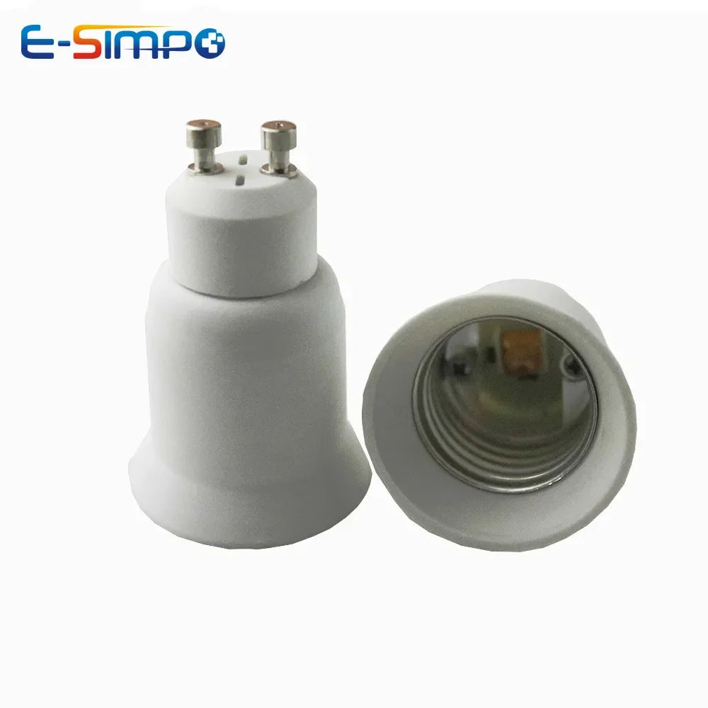 2pcs Gu10 To E27 E26 Led Lamp Base Adapter CE Rohs PBT 2Prong Halogen CFL LED Spotlight To Screw Light Socket Converter Extender