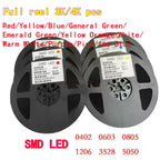 1 full reel(3K/4Kpcs) High Brightness SMD LED Chips 0402/0603/0805/1206 Red/Yellow/Blue/Green / White, Light Emitting Diode