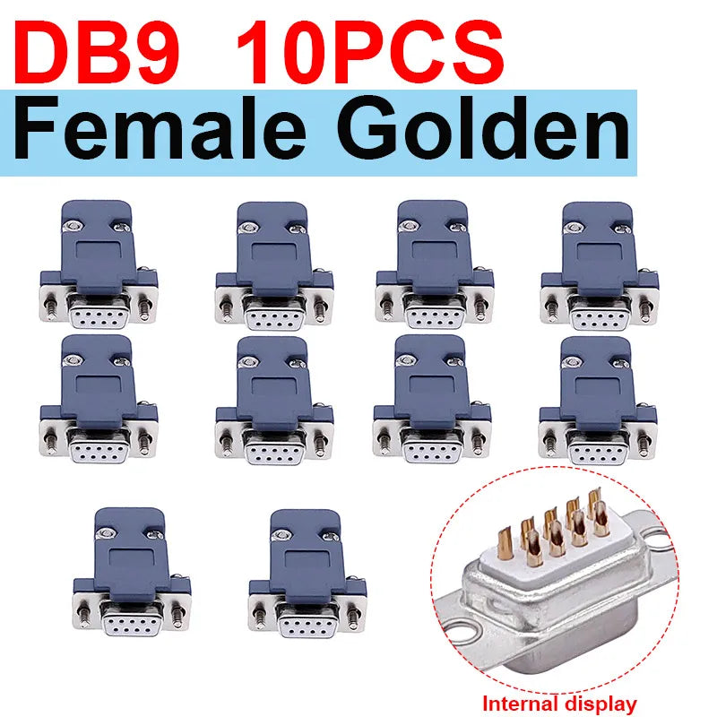 10PCS DB9 Adapter Connector Core RS232 Serial COM Plug Connectors Hole/pin DB15 Female Male Port Socket D Sub DP9 Plastic Case