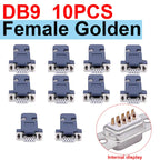 10PCS DB9 Adapter Connector Core RS232 Serial COM Plug Connectors Hole/pin DB15 Female Male Port Socket D Sub DP9 Plastic Case
