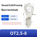 Circular Terminal Block OT1/1.5/2.5/4/6-4/5/6/8mm Cable Lug Spade Bare Copper Wire Connector Wires Non Insulated Crimp Terminal