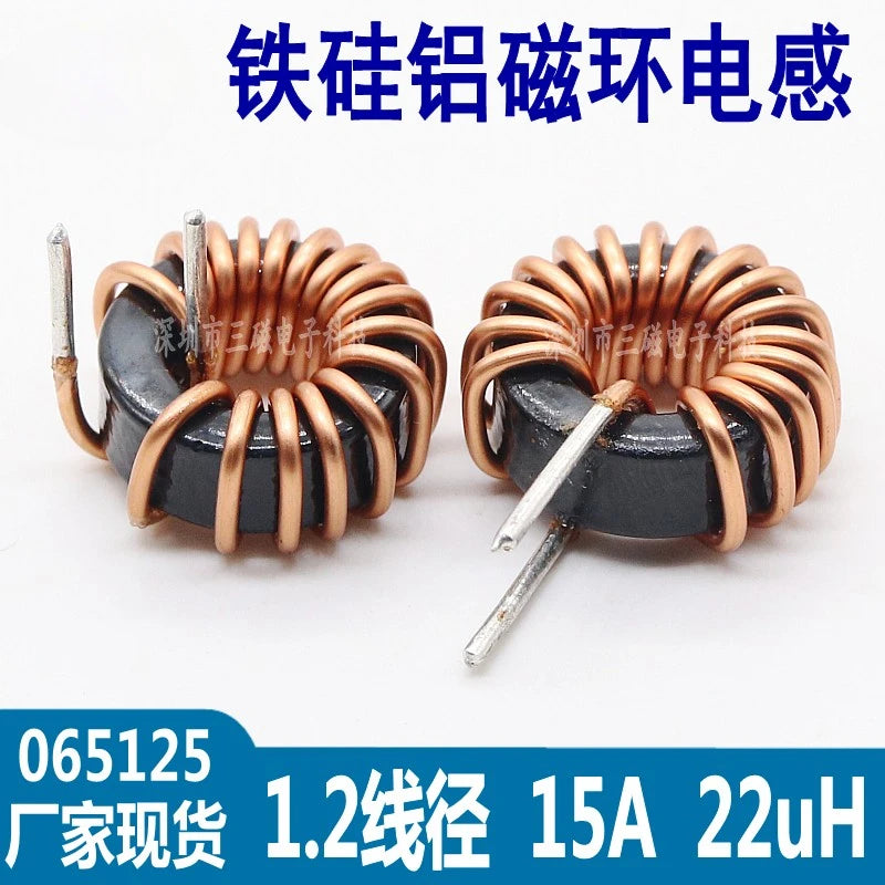 5Pcs Toroid core Inductors 65125 Winding Magnetic Inductance 22uH 33uH 470uH Inductor Iron Gauge Aluminum Magnetic Ring Coil