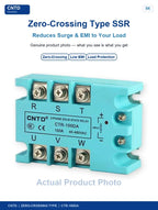 CNTD CTR-100DA 3 Phase Solid State Relay 100A 40-480V AC DC Control SSR Zero Crossing Industrial Relay for Heater Motor