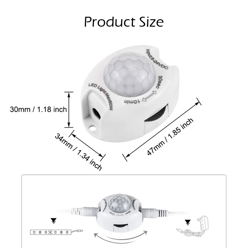 PIR Motion Sensor Switch 12V 24V 5V 3A High Sensitive Movement IR Infrared LED Sensor Detector Time Delay for LED Strip Light
