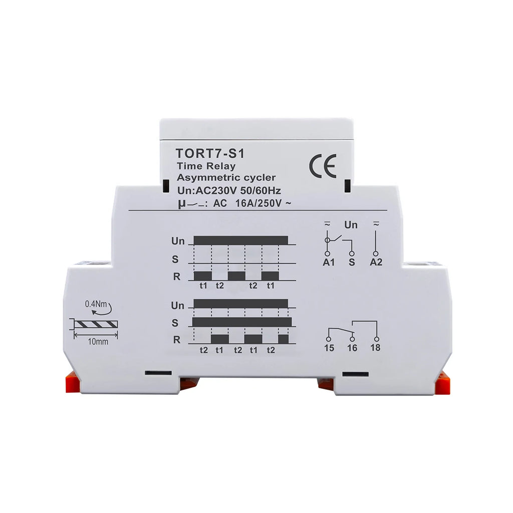 TOMZN TORT7-S1 Timer Relay Asymmetric Cycler Automatic Loop Delay T1-On Time T2-Off Time AC230V 50/60Hz For Traffic Lights