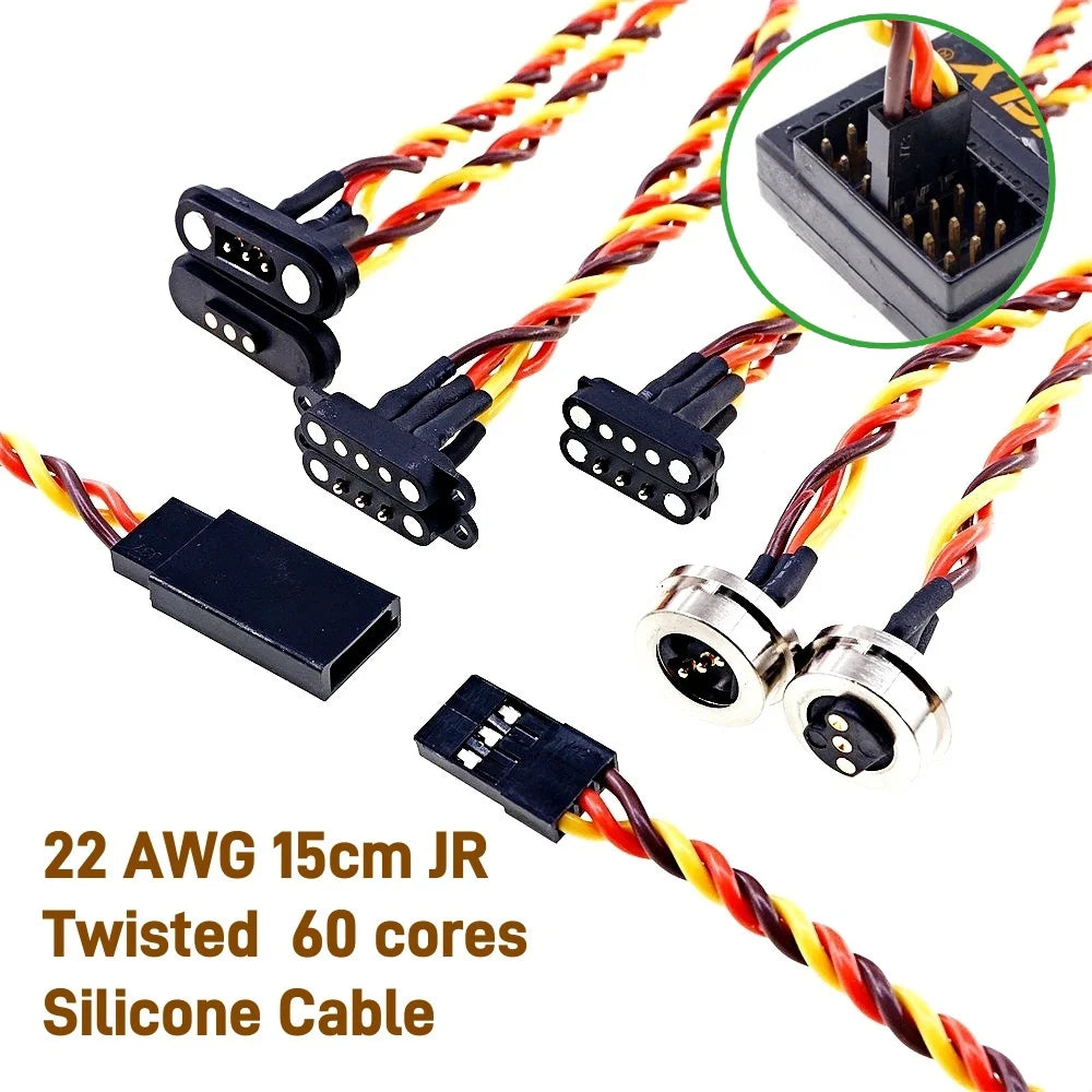 1/5 Pairs Magnetic Snap-on JR Servo Extension Cable for RC Drone Glider Airplane Models 60 CoresDIY Upgrate