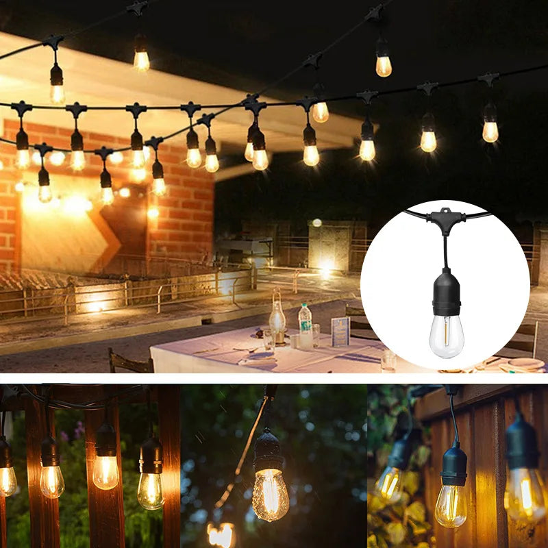6PCS LED 1W 2W E27 3V 220V 110V Warm White Filament S14 Ready Bulb European US Standard Decoration Light String Replacement