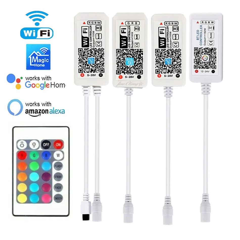 12V 24V LED Strip WIFI RGB RGBW Controller Android IOS APP Bluetooth-compatible Magic Home IR Control For RGB RGBW LED Strip