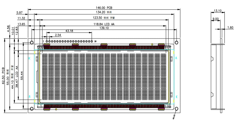 New STN COB 5/3.3V  HD7780 20*4 Dots Screen 2004 Big Character LCD Display 20x4 Blue