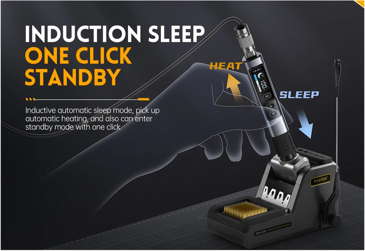 FNIRSI HS-02 Smart Electric Soldering Iron PD 100W Adjustable Constant Temperature Fast Heat Portable Soldering Iron Station Kit
