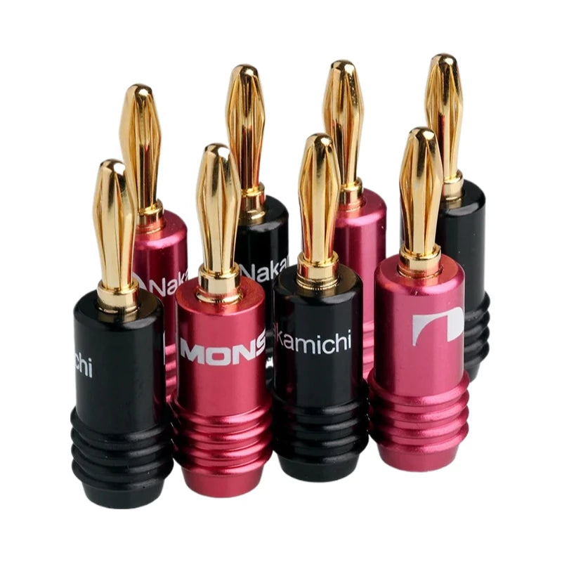 HiFi Audio 4mm 24K Gold Plated Banana Plug 4/8/10 Pcs for Home Theater Amplifier & DIY Speaker Setup