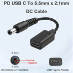 1pc USB Type C to DC 5.5mm X 2.1mm PD Trigger Power Charging Adapter Cable 20V 5A 100W 19-20V Laptop Drill Battery Router CCTV