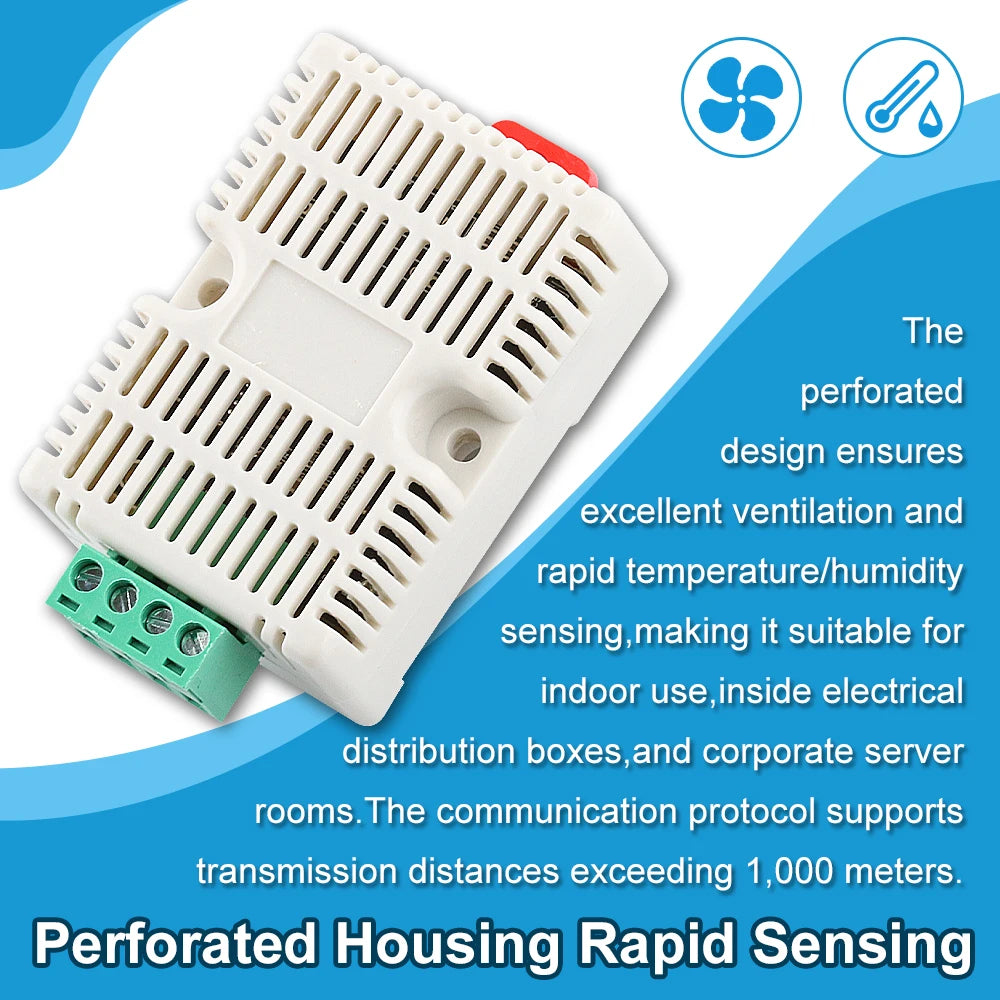 SHTC3 Temperature Humidity Sensor 35MM DIN Tracks Output RS485 Modbus Protocol Industrial Sensors Monitor Transmitter 5Pin