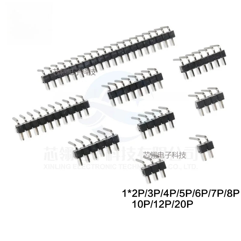 10pcs 2.54 mm Pitch 1x 40 Pin Right Angle Single Row Pin Header Male 90 Degrees Needle Connector 3P/4P/6P/8P/10P/15P/40P 1*40