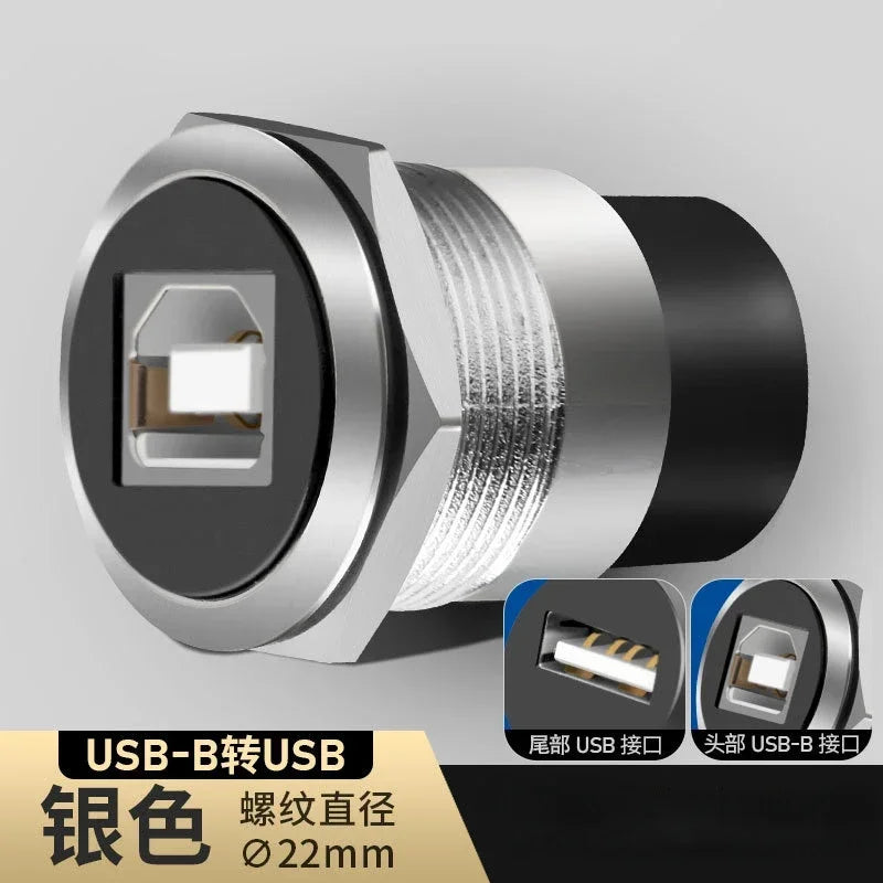 22mmc Metal Round D-type Module B-USB USB-B B-A Printing Adapter Cabinet Fast