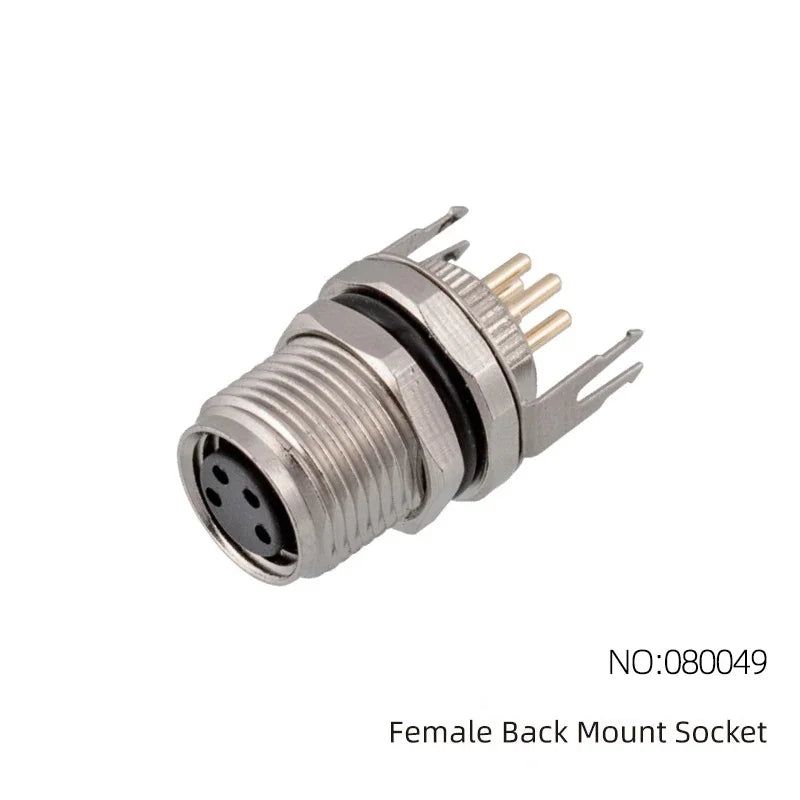 CAZN M8 Angled Male Back Mount Socket 3/4/5/6/8 Core Aviation Plug IP67/68 Waterproof Welding PCB Connector