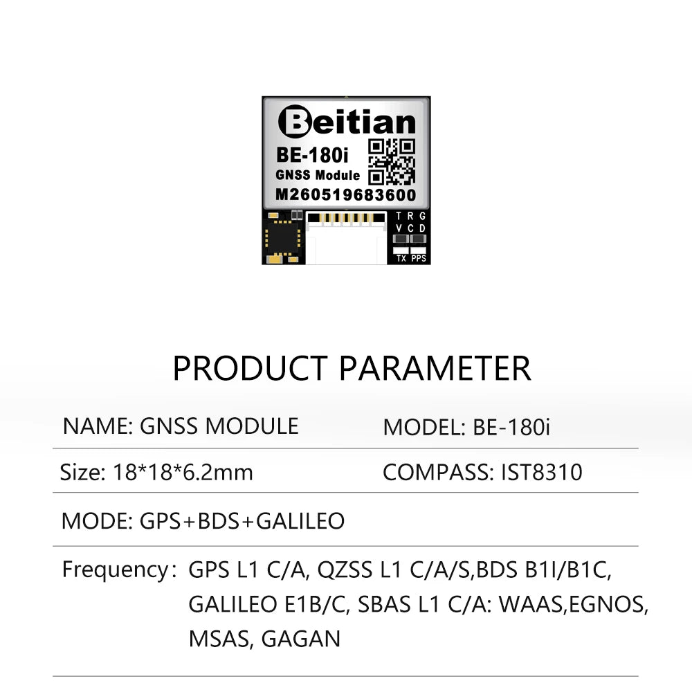 Beitian BE Series GNSS Module Ublox M10 TTL Built-in IST8310 Compass BDS GPS GALILEO FPV UAV Flight Control BE-180 - BE-882