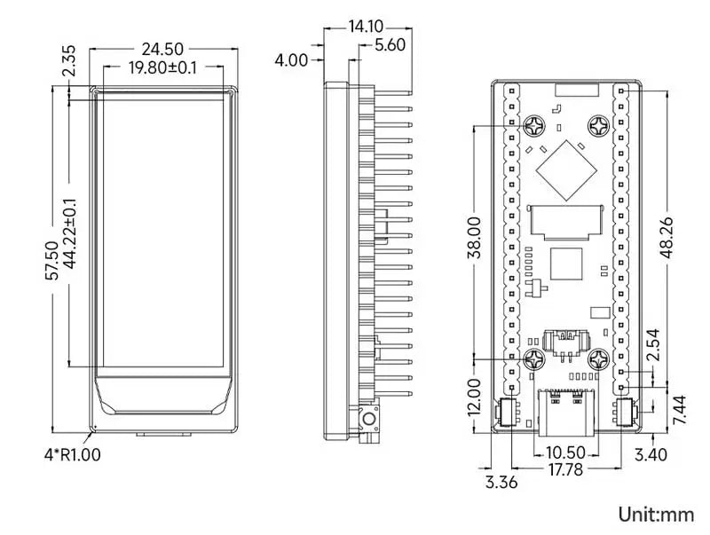 Waveshare ESP32 S3 1.91inch AMOLED Development Board 240x536 WiFi Bluetooth 5 16MB Flash PSRAM 6-Axis IMU Sensor LVGL CNC Case