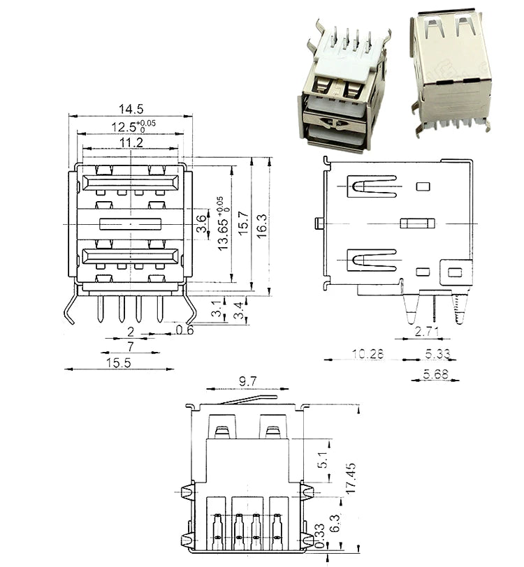 5PCS USB Interface Socket Type A Standard Port Female Male Solder Jacks Connector DIP Straight Vertical Bend Needle PCB Socket