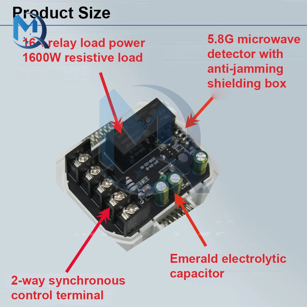 5.8G Embedded Ceiling Microwave Radar Sensor Switch AC85-250V Automatic Induction Sensor Body Motion Detector 5.8GHz Sensor