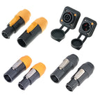 10PCS Waterproof PowerCON True Locking Connector 3-Pin  Male Plug Jack, IP65 PA66 Black/Orange Power Cable Connector