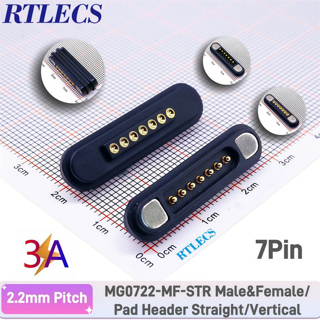 3A Magnetic Spring Loaded Pogo Pin Connector 24VDC LED Snap-on JST SM JR Servo Extended Cable 5/6/7/8/9 Pin Male Female Blind