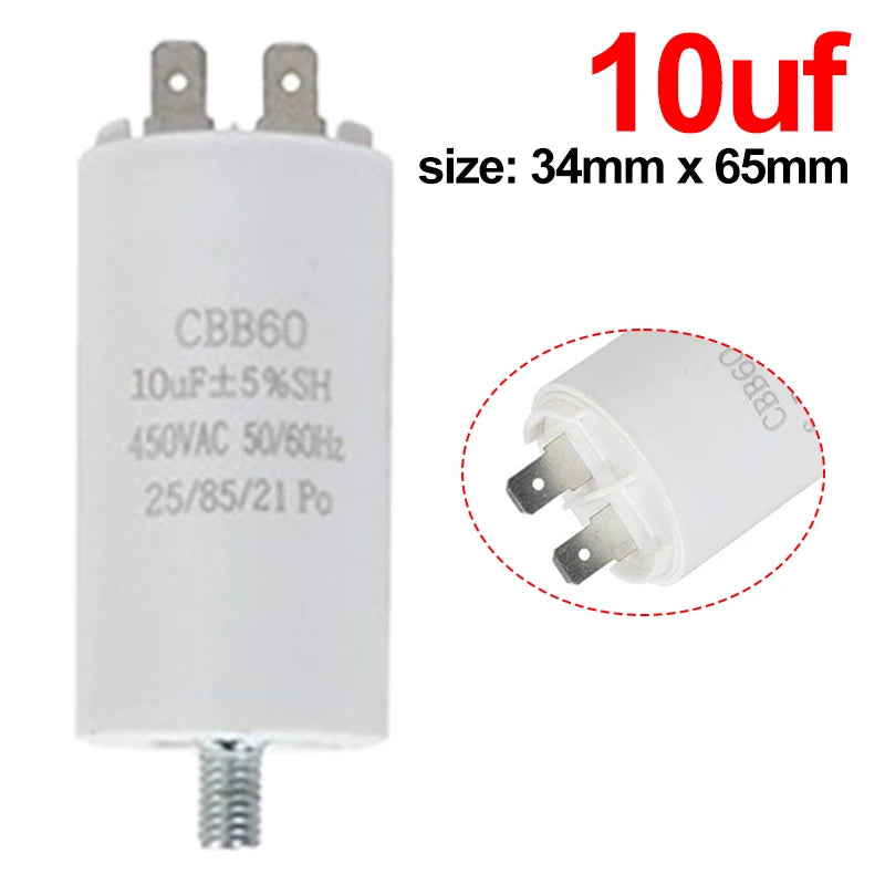 CBB60 Washing Machine Pump Starting Capacitor:4uf,5uf,6uf,8uf,10uf,12uf,14uf,15uf,20uf,25uf,30uf,35uf,40uf,45uf,50uf,60uf 450VAC