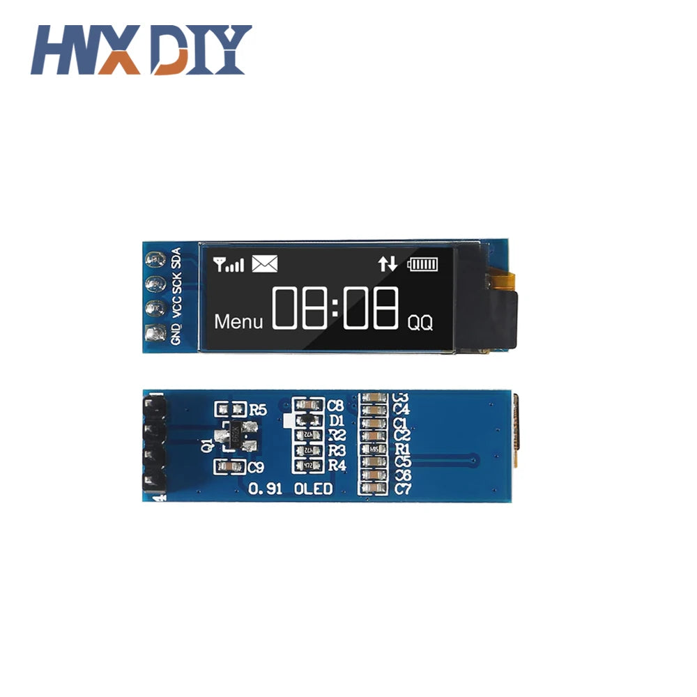 1-10pcs 0.91 Inch 128x32 IIC I2C White / Blue OLED LCD Display DIY Module SSD1315 Driver IC DC 3.3V 5V for Arduino