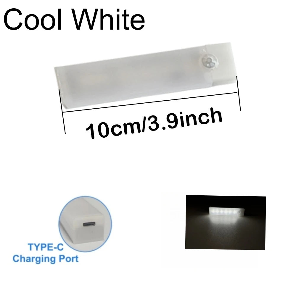 Motion Sensor Bar Light Type C Rechargeable Light LED Magnetic Attraction Night Light for Kitchen Bedside Wardrobe Bookcase