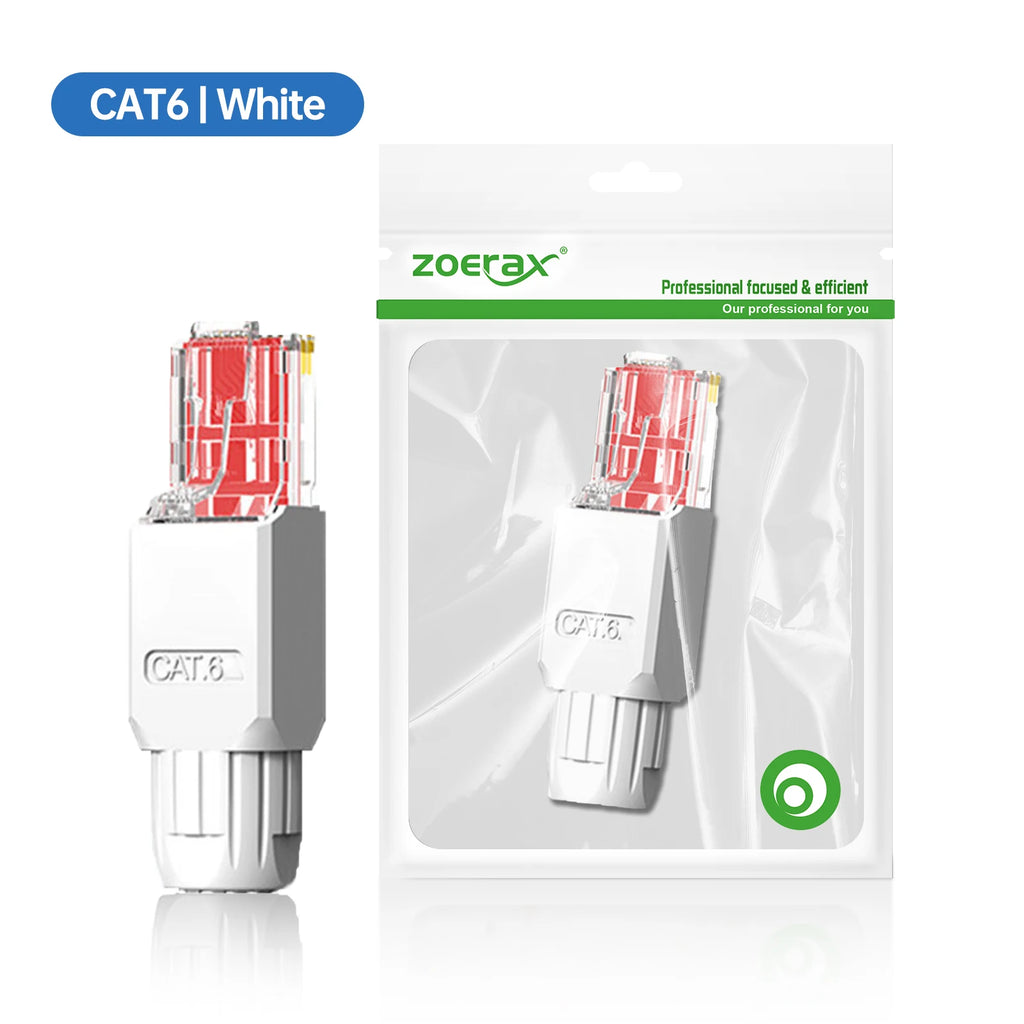 2PCS RJ45 CAT6A CAT6 Connector, ZoeRax Tool Free Ethernet Termination Plugs, 23AWG to 26AWG Cable Internet Plug Toolless