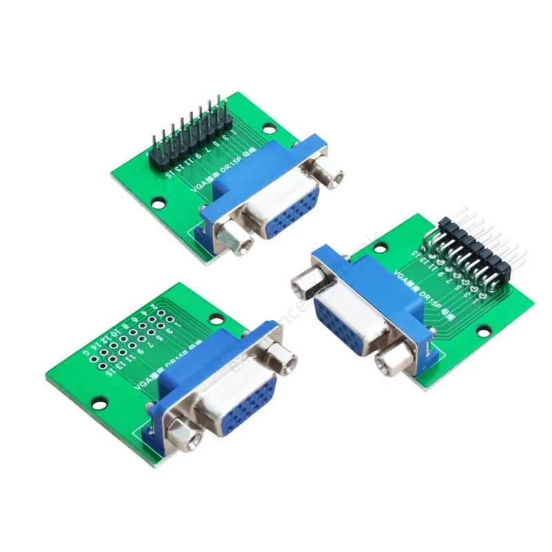 Blue DB15 HDR15 DR15 to Dip 2.54mm Interface Test Board VGA Female Socket Conversion Board for Electronics Testing