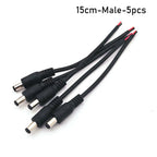 Black 15cm DC Cable 5.5 x 2.1mm DC Plug Jack Connector Wire Pigtail Male Female 5.5*2.1 Adapter for 5050 3528 LED Strip Light