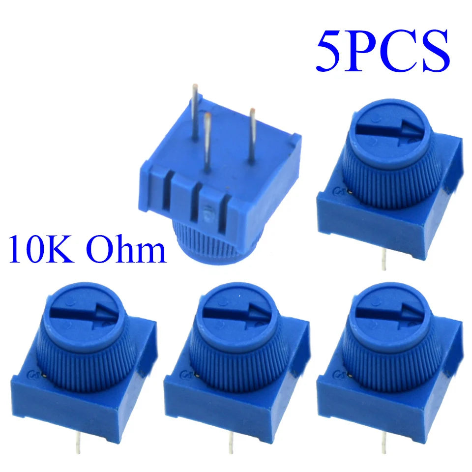 5-100pcs 3386P-1-103 1k 2k 5k 10k 20k  0.5W, 1/2W PC Pins Through Hole Trimmer Potentiometer Cermet 1 Turn Top Adjustment