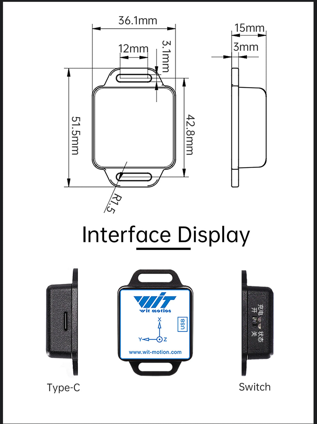 WitMotion WTVB01-BT50 Bluetooth 50m Multi-connected Vibration Sensor, 3-axis Vibration Displacement + Speed + Amplitude+Angle