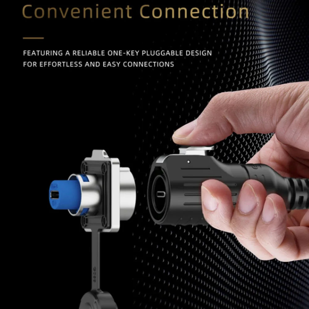 EW-LP16 Type-C USB 3.1 Female Socket Rear Nut Locking Jack Panel Mount Connector Waterproof Fast Charging Data Wire Cable 5A