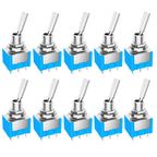 10PCS Mini Toggle Switch 3 Position 2 Position ON OFF ON DPDT SPST DPST 6A 125VAC 3A 250VAC Latching Flat Handle for Car Truck