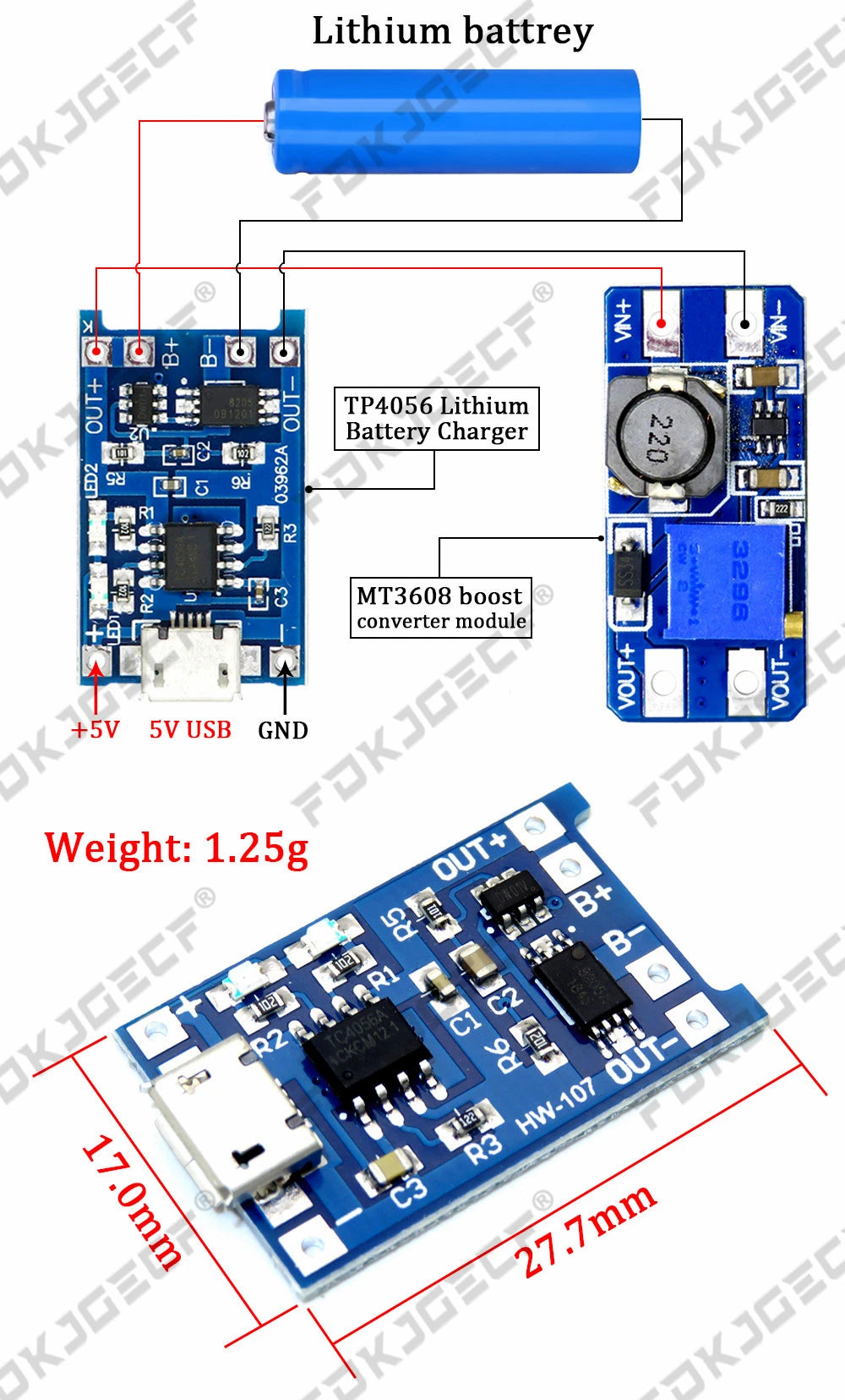 TP4056 With Protection Dual Functions 5V 1A Mini Micro TYPE-C USB 18650 Lithium Battery Charging Board Charger Module 1A Li-ion