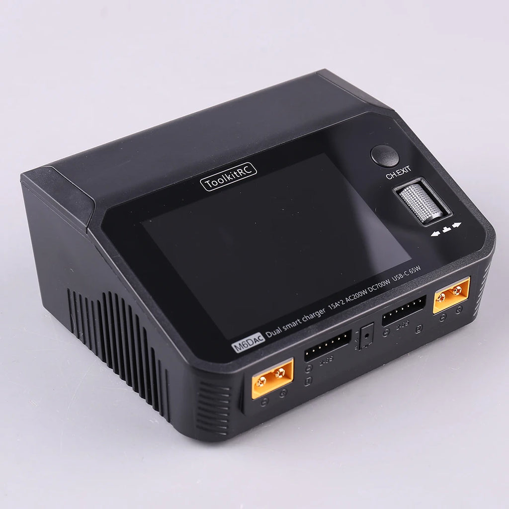 ToolkitRC M6DAC 350W X 2 USB-C 65W AC/DC Dual Smart Charger Discharger for 1-6S Lipo LiHV Lion NiMh Pb Battery with 15A Balance