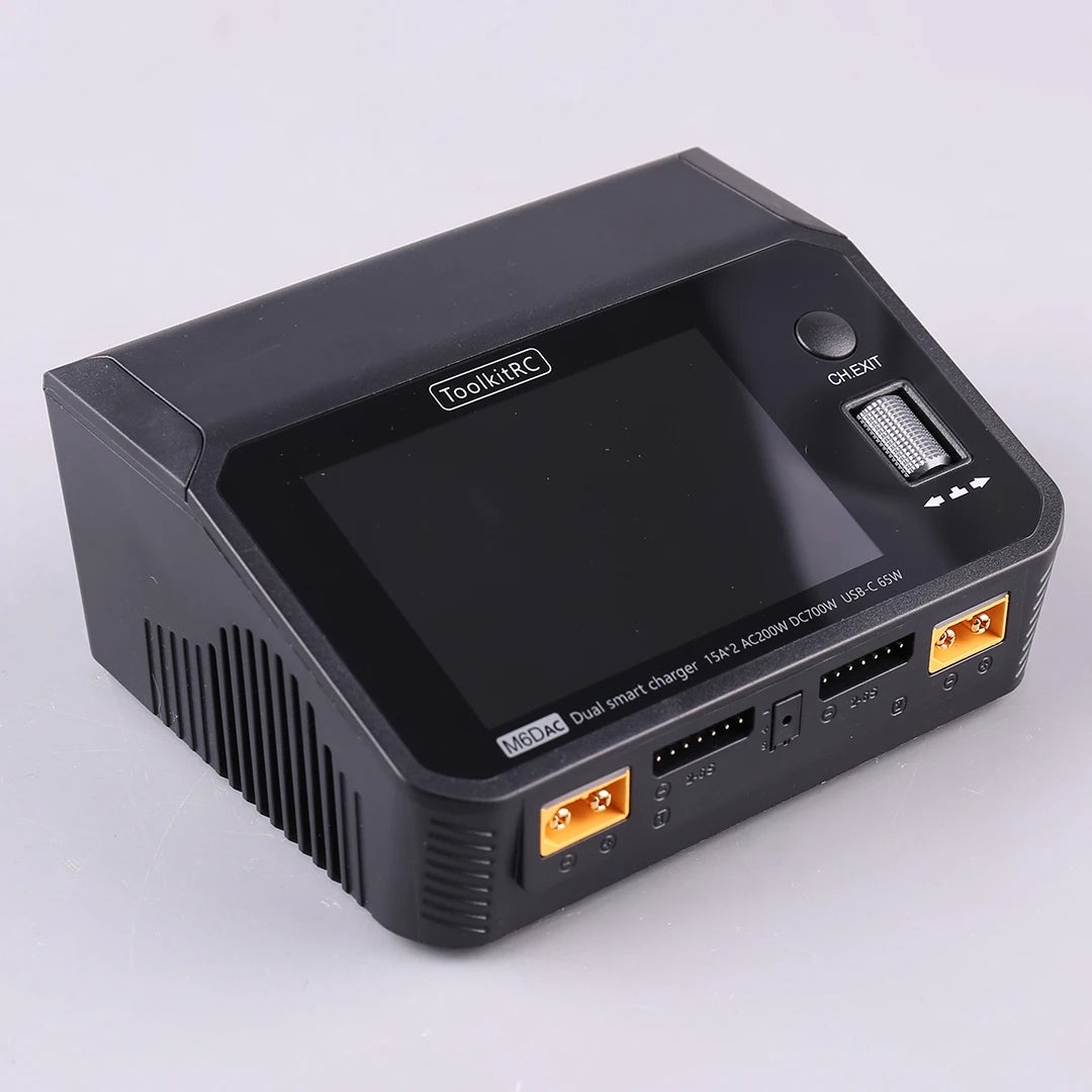 ToolkitRC M6DAC 350W X 2 USB-C 65W AC/DC Dual Smart Charger Discharger for 1-6S Lipo LiHV Lion NiMh Pb Battery with 15A Balance