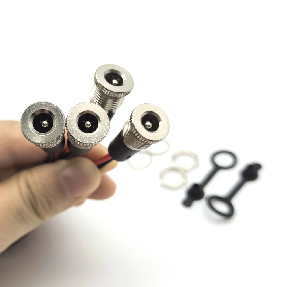 50V 10A DC099 5.5 X 2.1mm and 5.5 X 2.5mm DC Power Socket Threaded Female Connector Adapter with 18AWG Cable Wires DC-099