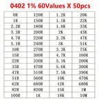 0402 0805 0603 1206 SMD Resistor Kit Assorted Kit Sample Kit 60 Values 0R 1 2.2 3.3 4.7 5.1 10 22 47 51 20K 100K 100 200 220 ohm