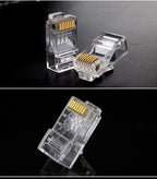 RJ45 Connector Pass Through CAT6 CAT5E Modular Plug Network Ends UTP 3U 50u Gold Plated 8P8C Crimp End for Ethernet Cable