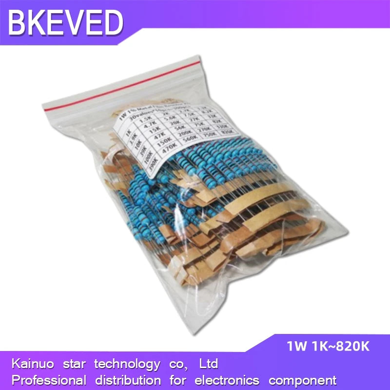 30values Each 5/10PCS 1~750 1K~820K Ohm 150PCS 300PCS 1/2W 1W 2W 3W Resistance 1% Metal Film Resistor Assortment Kit Set