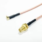 SMA/RPSMA Female to MMCX Male 90 Degree Extension Coax Cable 15cm to 5M Extender for Antenna, Radios