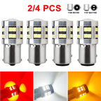 2/4 PCS P21W 1156 BA15S 1157 BAY15D LED Bulbs For Car Trun Signal Parking Brake Lights 12V 24V 3030-24SMD 6500K White Red Amber